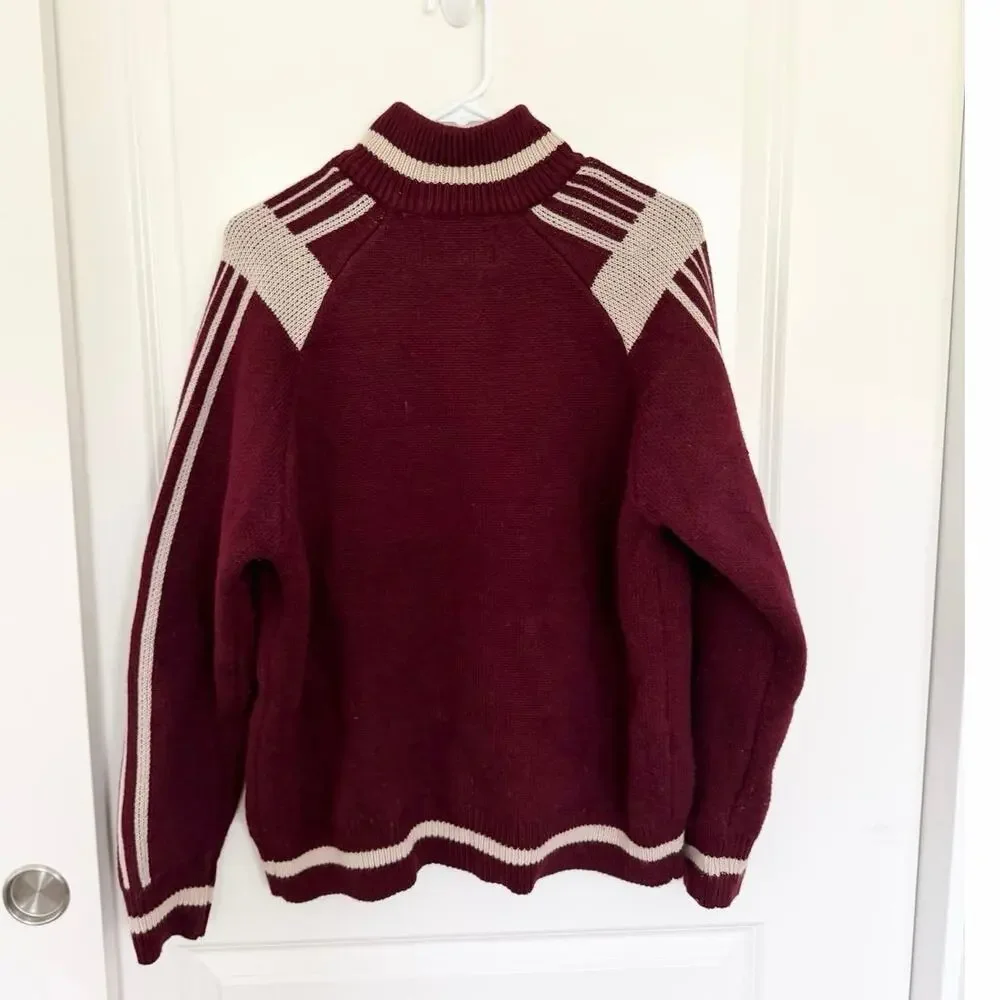 Aelfric Eden 24 Jacquard Oversized Zip Up Cardigan Maroon XS